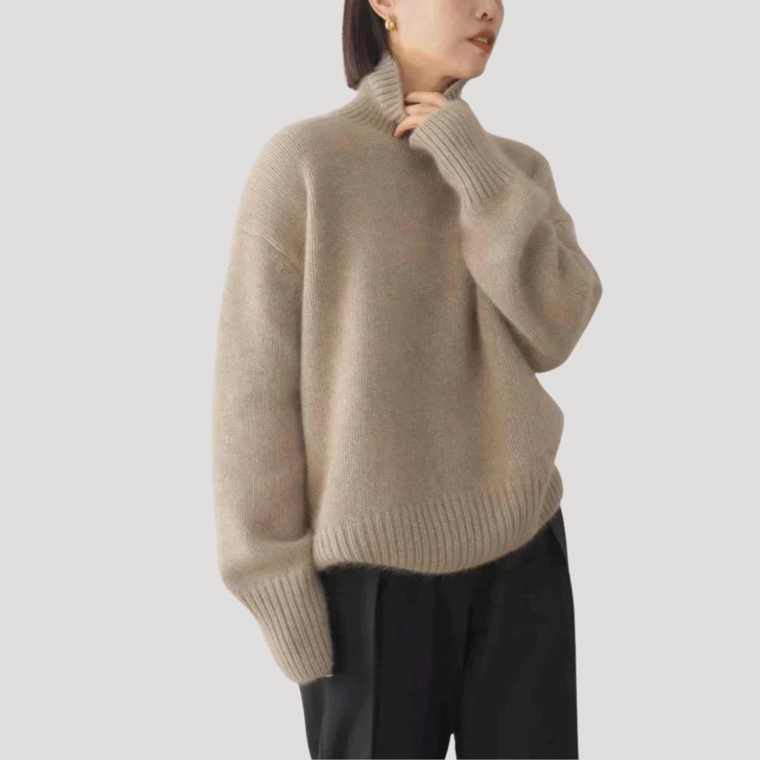 Mode femme: Pull col roulé oversize ultra doux, parfait pour le confort et la chaleur en hiver.
