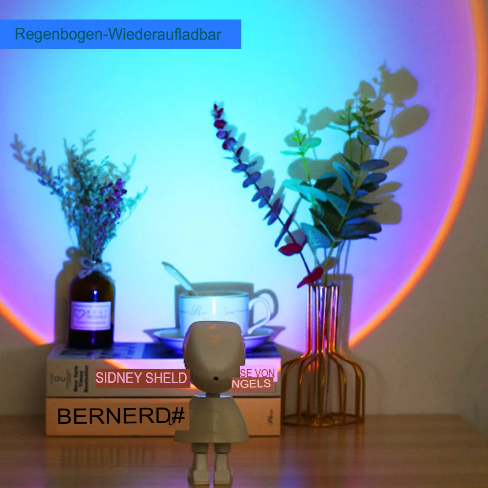 Projecteur LED décoratif sans fil, pour une ambiance magique type coucher de soleil dans n'importe quelle pièce.