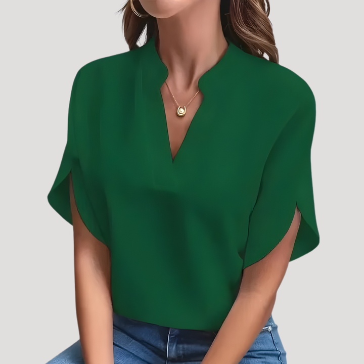 Haut fluide col V décontracté et chic pour femme, idéal pour toutes occasions.
