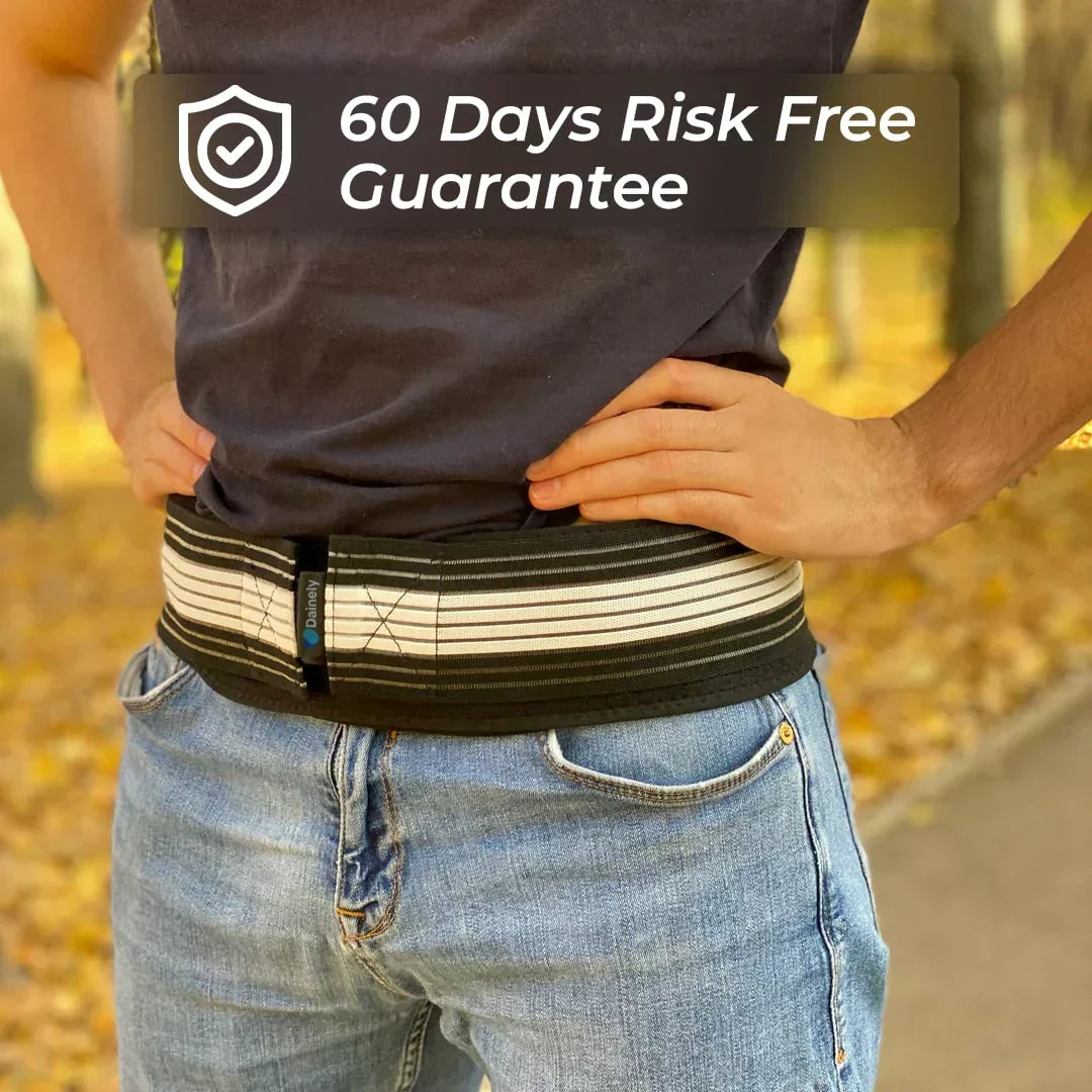 Ceinture ajustable pour douleur sciatique, offrant un soutien lombaire et améliorant la posture.