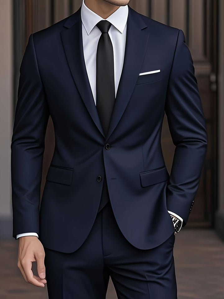 Costume mariage homme bleu marine, coupe moderne, confortable pour un jour unique.