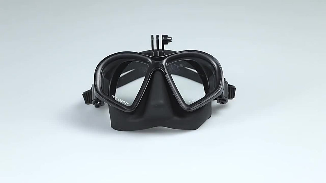 Masque de plongée anti-buée avec verre trempé et fixation caméra, pour capturer chaque instant sous l'eau.