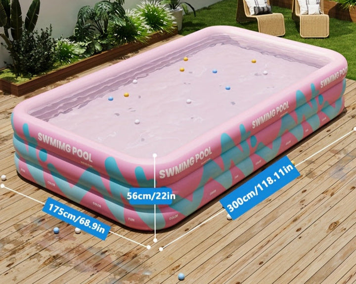 Profitez de l'été avec cette piscine gonflable familiale, installation simple au jardin.