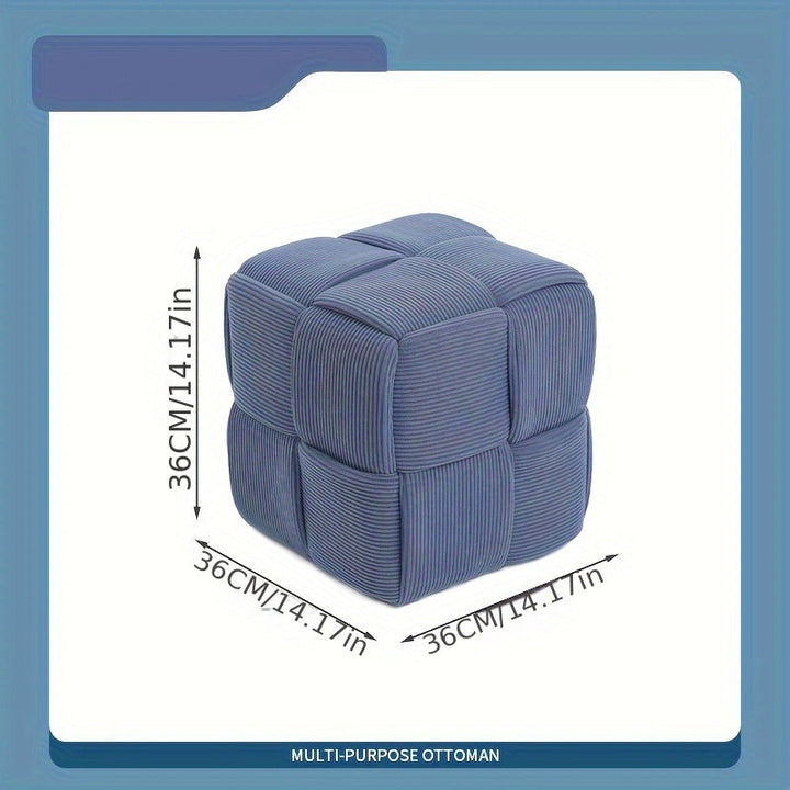 Siège d'appoint CordyCube vert gris, velours côtelé. Mobilier design, ajoute confort et couleur à la pièce.
