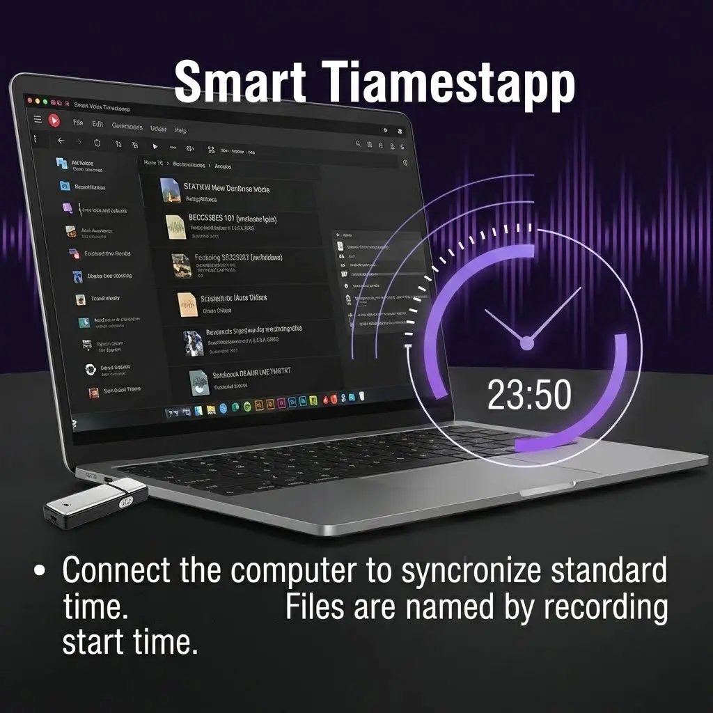 Enregistreur audio USB compact et portable, parfait pour des enregistrements discrets en déplacement.