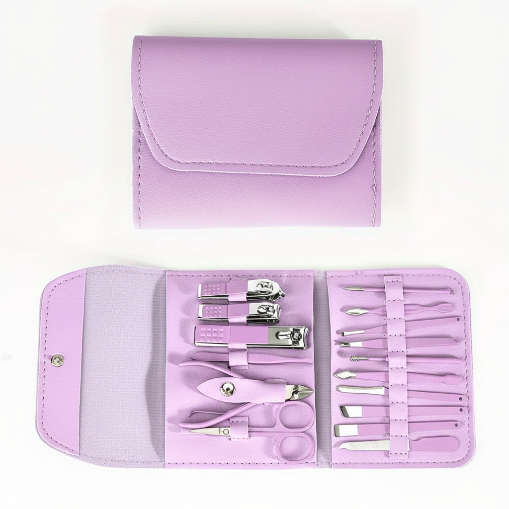 Accessoires manucure pédicure polyvalents 16 pièces en acier inoxydable pour soins complets des ongles.