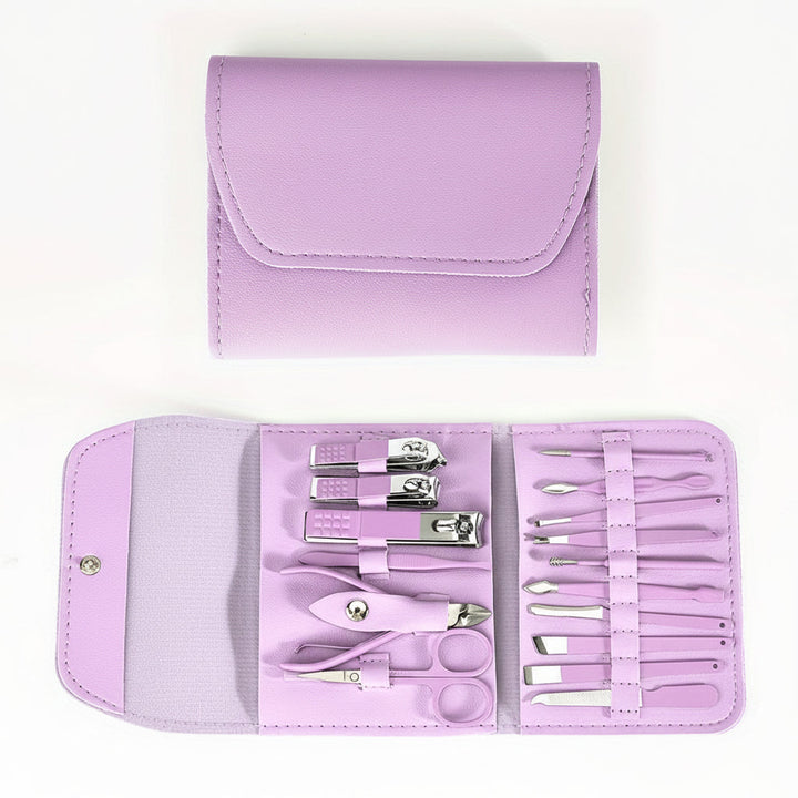 Accessoires manucure pédicure polyvalents 16 pièces en acier inoxydable pour soins complets des ongles.