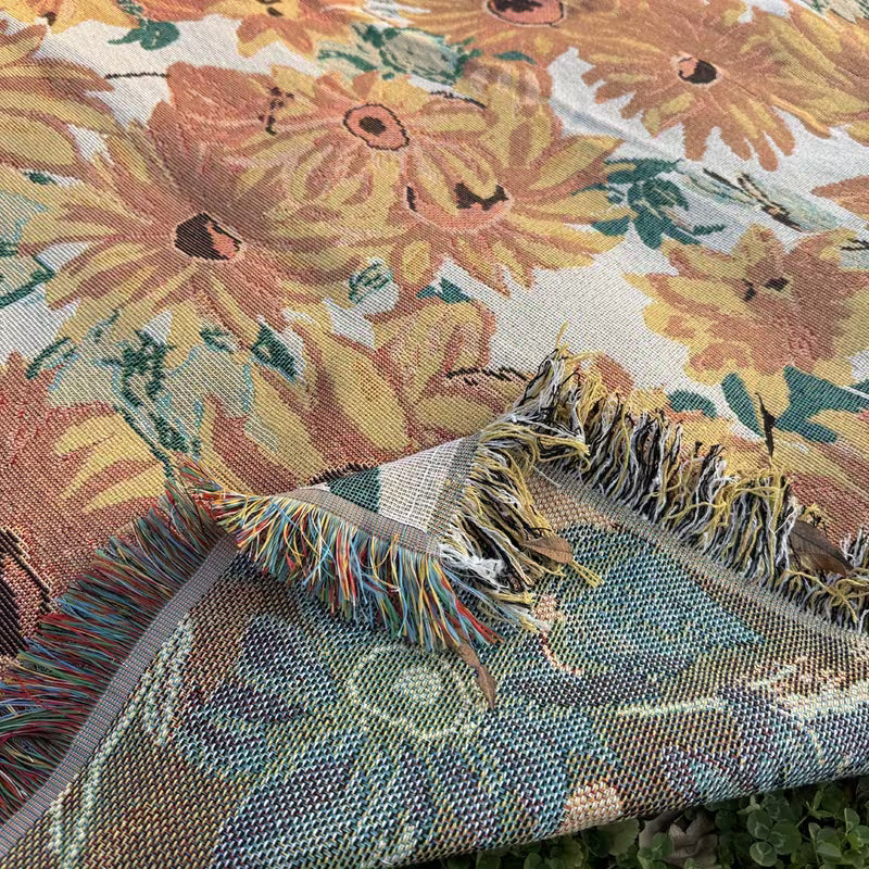 Couverture de camping 180x230 cm, florale, imperméable et légère pour activités de plein air.