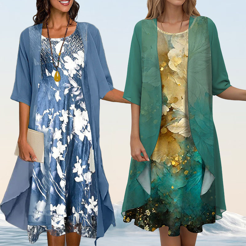 Robe élégante femme fleurie midi, style féminin raffiné, idéale pour l'été et les occasions spéciales.