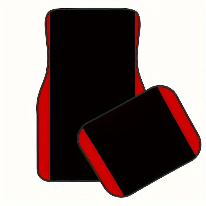 Tapis sol polyester, rayures rouges. Antidérapant, lavable. Accessoire auto pour protection intérieur véhicule.