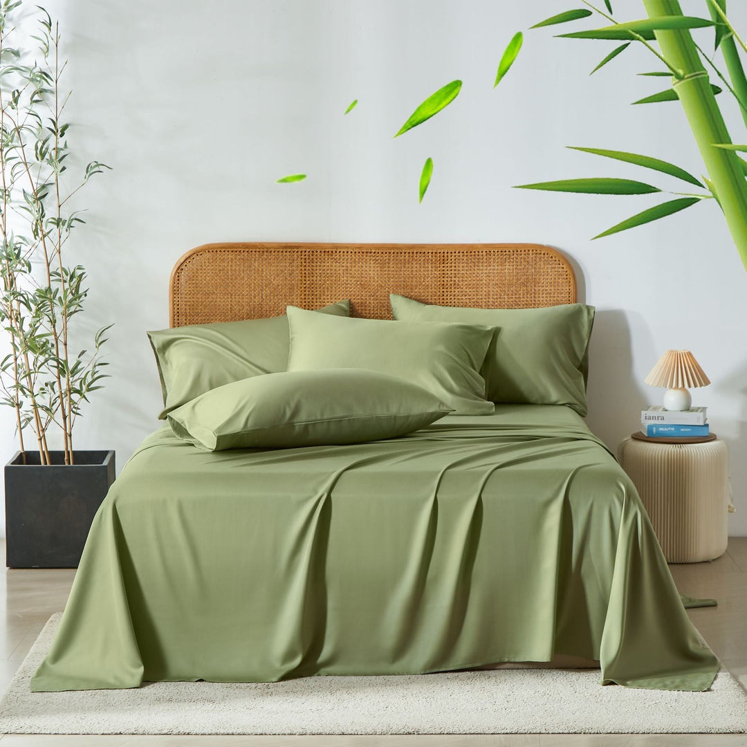 Literie rafraîchissante en fibre de bambou, idéale pour un confort de sommeil optimal et naturel.