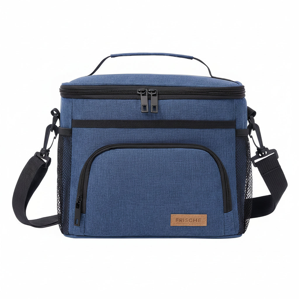 Sac à lunch isotherme noir. Transport de repas frais facile. Accessoire cuisine indispensable pour bureau, école, pique-nique.