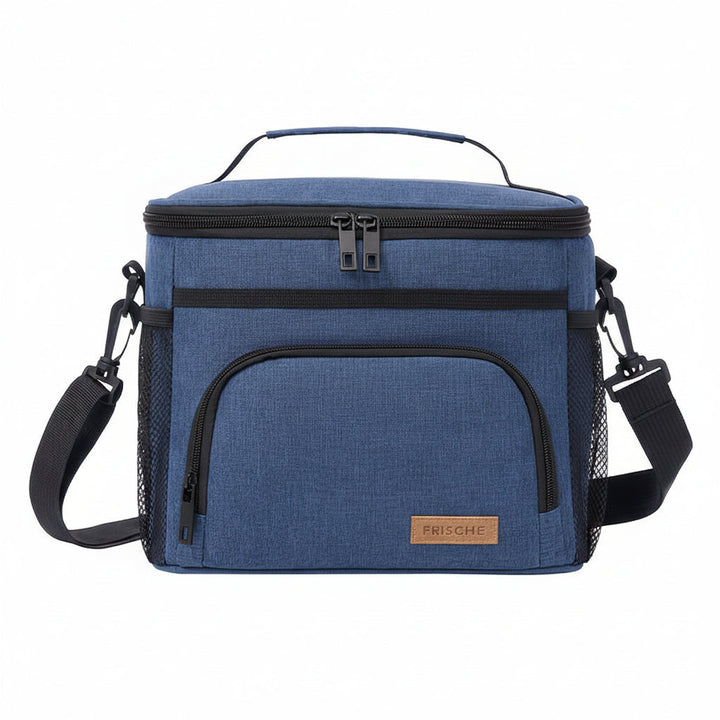 Sac à lunch isotherme noir. Transport de repas frais facile. Accessoire cuisine indispensable pour bureau, école, pique-nique.