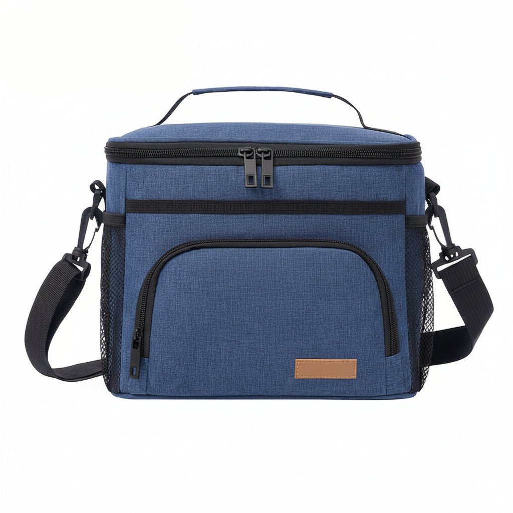 Sac isotherme bleu marine pour repas frais et transport confortable. Idéal pour le bureau, l'école ou les pique-niques en famille.