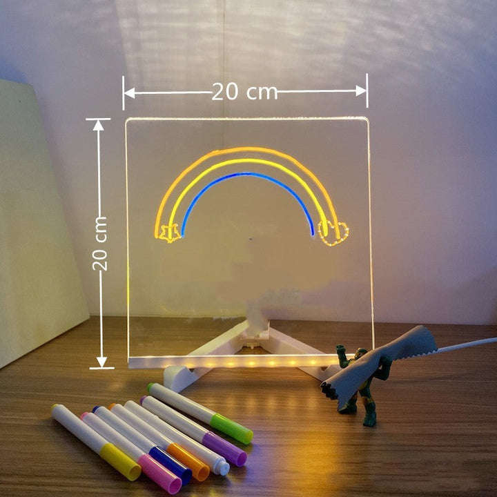 Tableau lumineux réutilisable pour écrire ou dessiner avec marqueurs. Décoration moderne et pratique bureau.