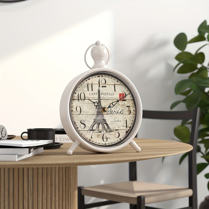 Horloge de bureau Tour Eiffel, mouvement silencieux, apporte une touche parisienne élégante à votre espace de travail.