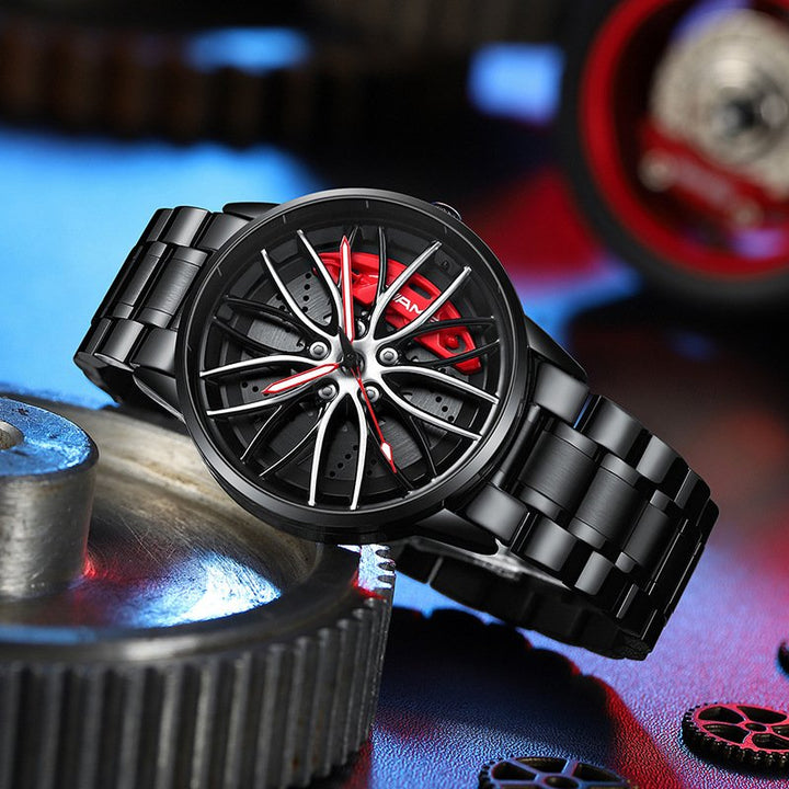 Montre homme design voiture de course, étanche, mouvement quartz, style masculin affirmé.