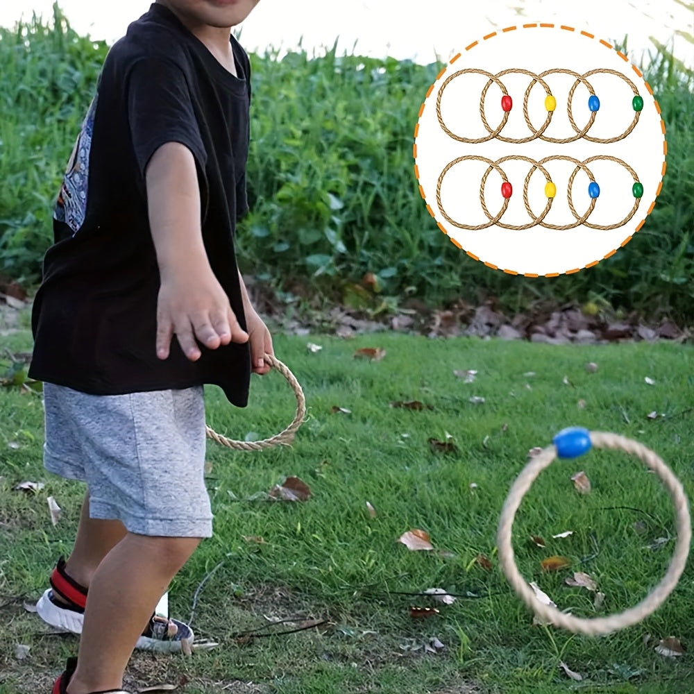 Jeu de lancer d'anneaux SportRing parfait pour fêtes de jardin. Activité sportive familiale, pour enfants et adultes.