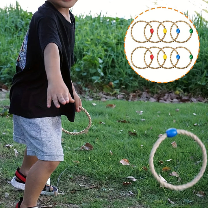 Jeu de lancer d'anneaux SportRing parfait pour fêtes de jardin. Activité sportive familiale, pour enfants et adultes.