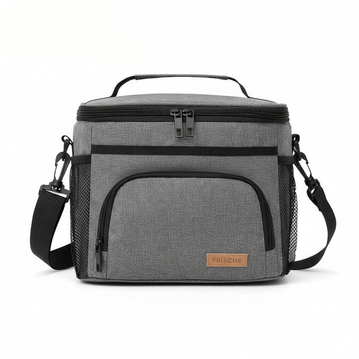 Sac à lunch bleu marine avec bandoulière. Sac isotherme portable pour repas frais au bureau, à l'école ou en pique-nique.