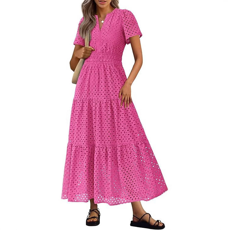 Maxi robe fluide femme, décontractée et chic, parfaite pour la plage et l'été.