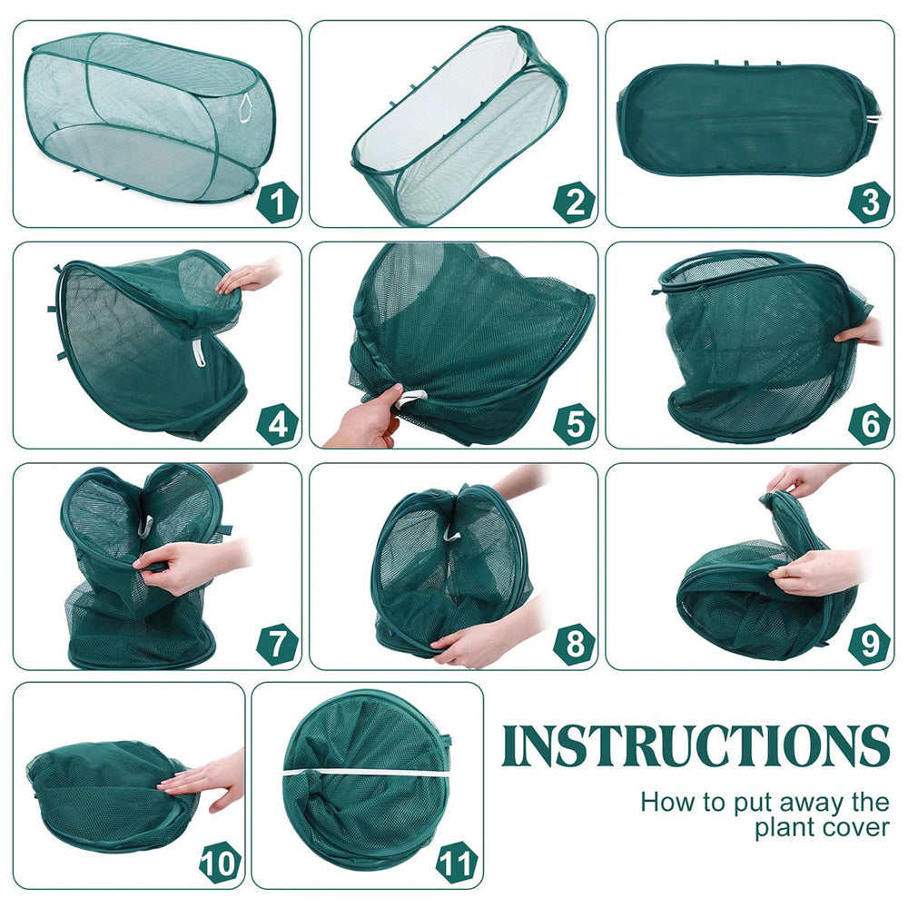 Serre pop-up pliable pour plantes, accessoire de jardin essentiel contre les oiseaux et insectes. Montage facile.