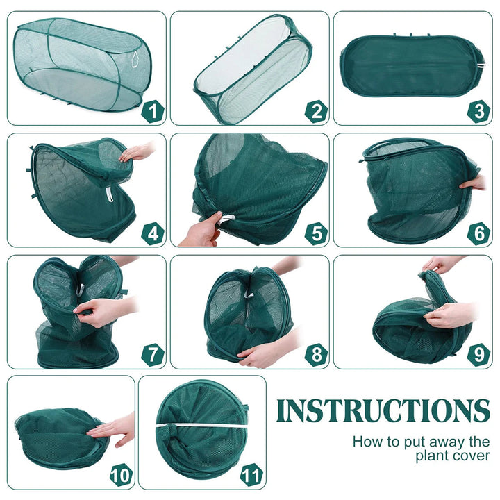 Serre pop-up pliable pour plantes, accessoire de jardin essentiel contre les oiseaux et insectes. Montage facile.