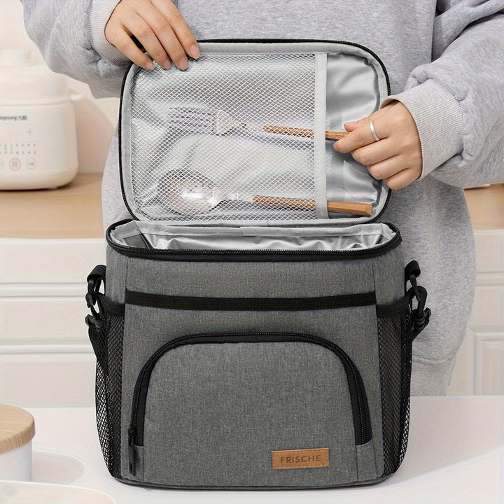 Sac à lunch isotherme noir pour organisation repas. Garde la fraîcheur. Transport portable et facile pour bureau, école, pique-nique.