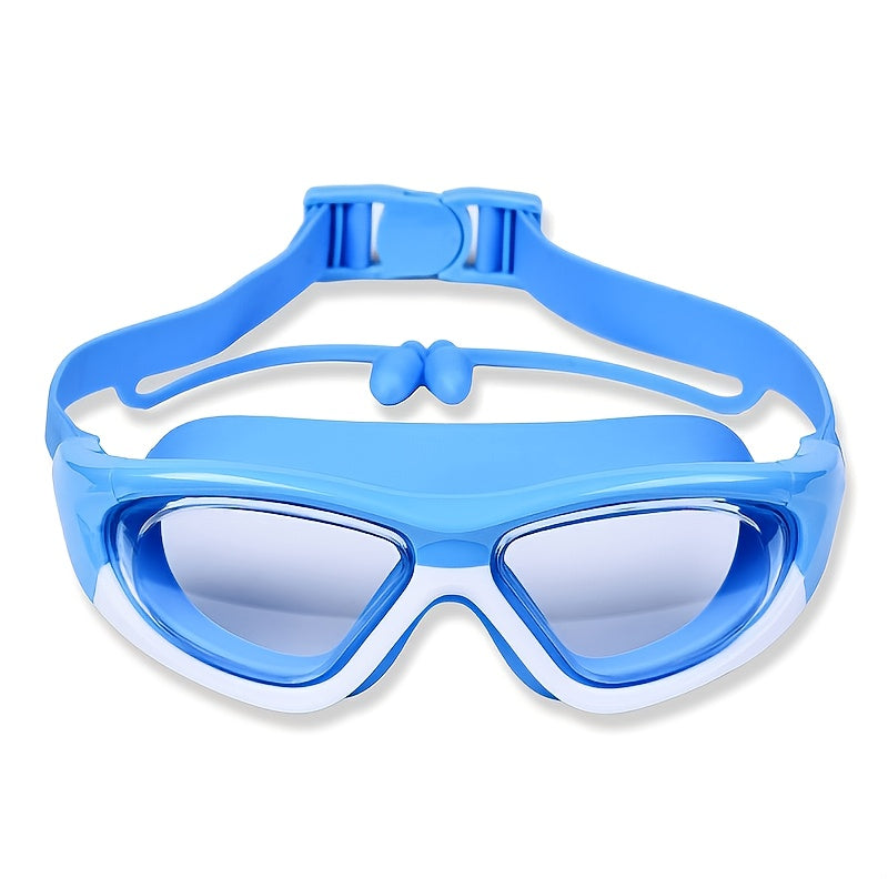 Lunettes de natation enfant anti-buée pour piscine, grand cadre silicone confort UV.