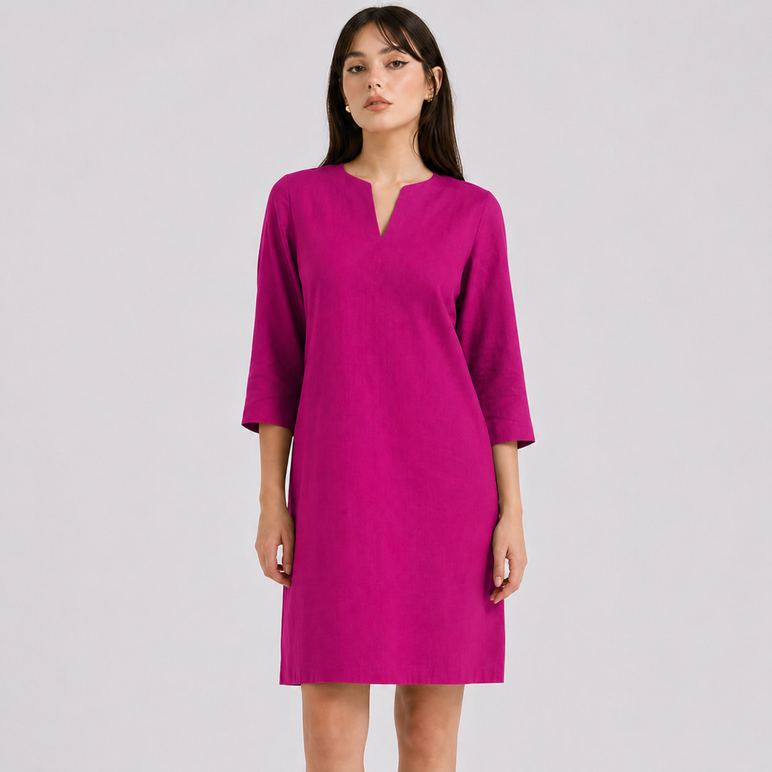 Robe d'été féminine Isabella, fluide et chic, avec encolure V, idéale pour le confort.