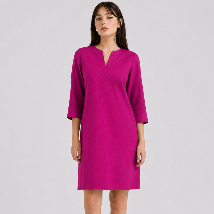 Robe d'été féminine Isabella, fluide et chic, avec encolure V, idéale pour le confort.
