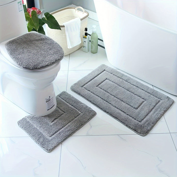 Ensemble de 3 tapis de salle de bain séchage rapide, en microfibre, très absorbant et lavable en machine.