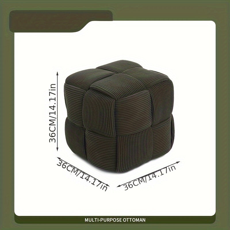 Pouf ottoman CordyCube orange sale. Velours côtelé, élégant et confortable, parfait pour la décoration salon.