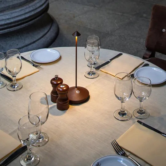 Lampe de table LED sans fil. Ambiance lumineuse ajustable pour salon ou jardin.