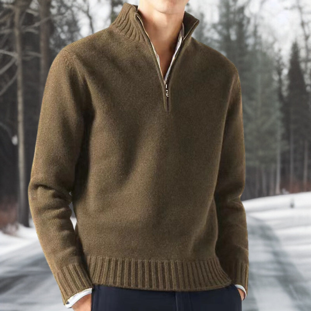 Essentiel hiver : pull homme Paulaner épais et douillet avec col zippé. Parfait pour le quotidien.