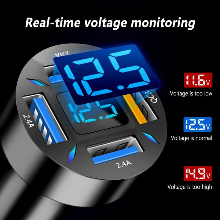 Chargeur allume-cigare universel 66W, technologie super charge PD/QC 3.0 pour vos appareils.