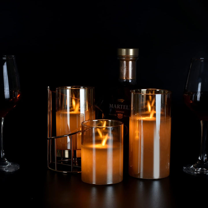 Bougies LED en verre sans flamme, avec minuterie et télécommande, pour une décoration d'intérieur pratique et sûre.