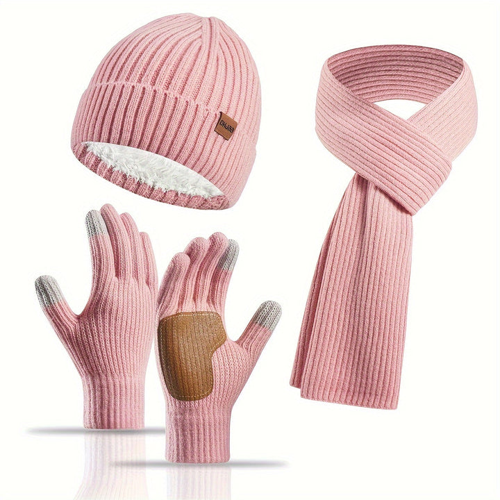 Protection hivernale complète: set bonnet, écharpe, gants pour couples, résistant au froid intense.