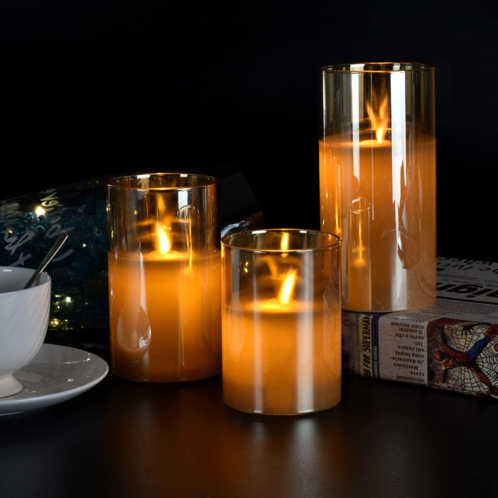 Bougies LED en verre, flamme réaliste contrôlée par télécommande, ajoutent une touche d'élégance à l'intérieur.