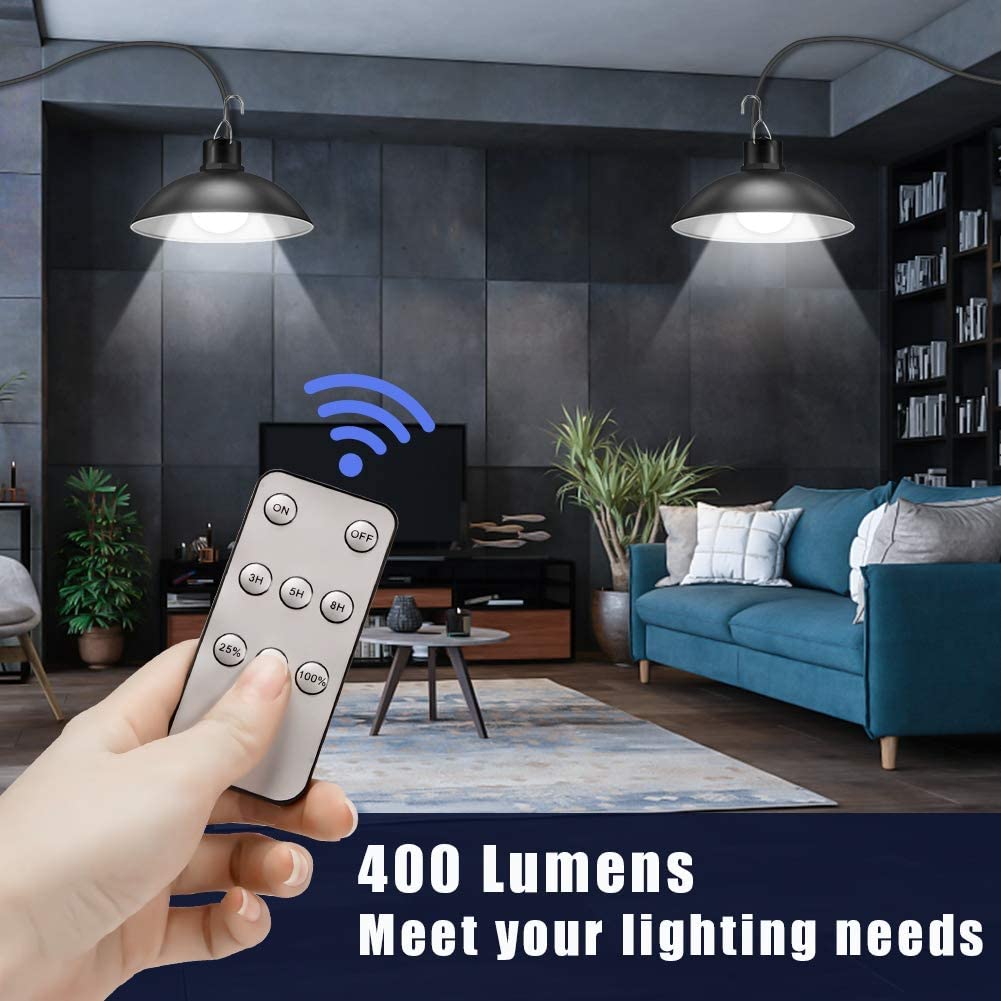 Lampes solaires LED autonomes pour extérieur/intérieur, avec télécommande et installation facile.