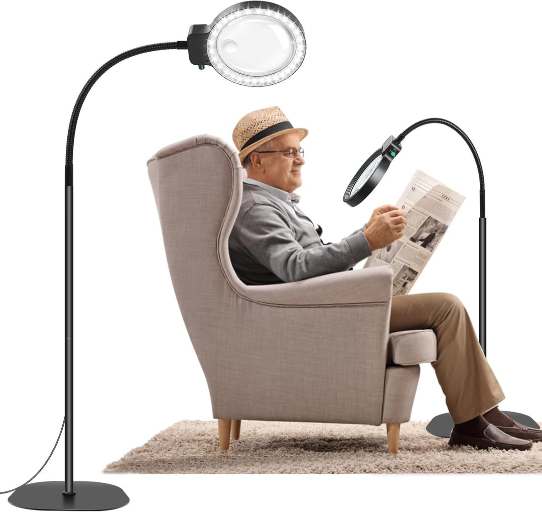 Loupe de lecture LED mains libres, idéale pour livres, documents et précision artisanale.