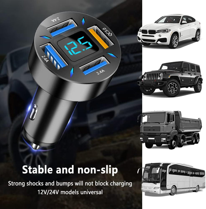 Puissant chargeur voiture 66W USB PD & QC 3.0 pour recharger rapidement tous vos appareils mobiles.