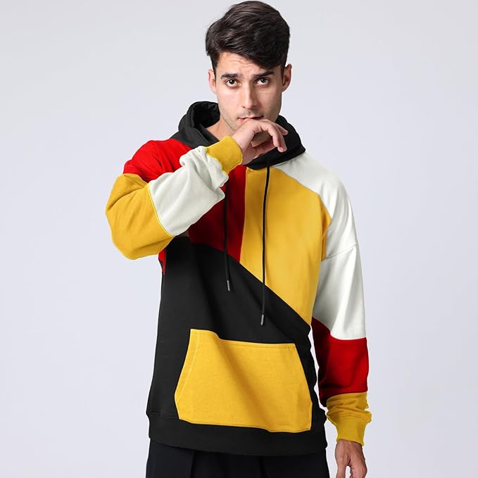 Vêtement homme tendance: sweat à capuche, motif coloré, confort optimal pour un look urbain moderne.