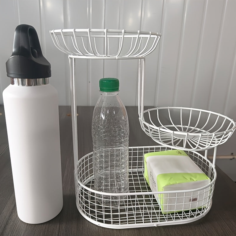 Support multi-usage 3 niveaux pour fruits, légumes et collations, organisateur de cuisine polyvalent.