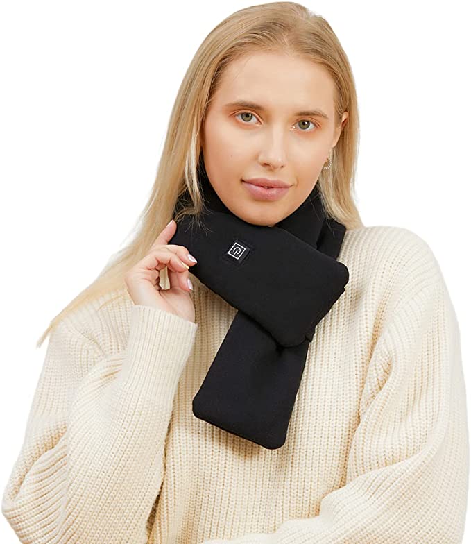Écharpe chauffante USB unisexe noire, chaleur instantanée et confort thermique optimal pour l'hiver.