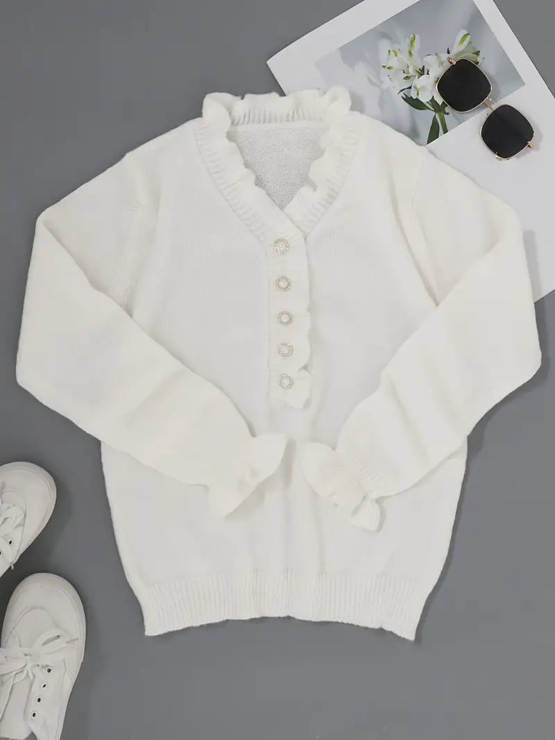 Top pull blanc femmes, manches longues. Doux et chaleureux, un indispensable élégant pour l'automne.