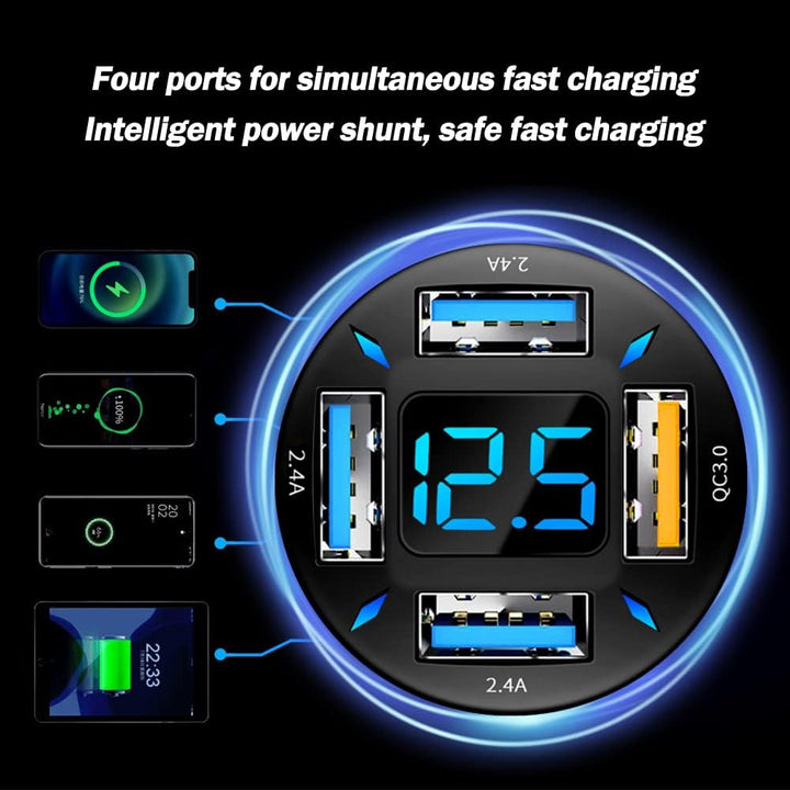 Chargeur rapide 66W pour voiture, compatible allume-cigare, pour tous vos besoins mobiles.