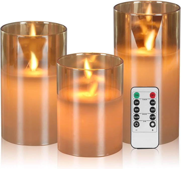 Ambiance relaxante: Bougie LED en verre LuxeGlow, flamme réaliste et douce lumière pour décorer la pièce.