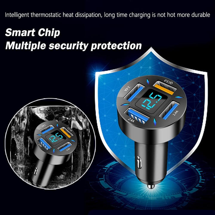 Accessoire électronique pour voiture : chargeur universel 66W PD/QC 3.0, haute performance.