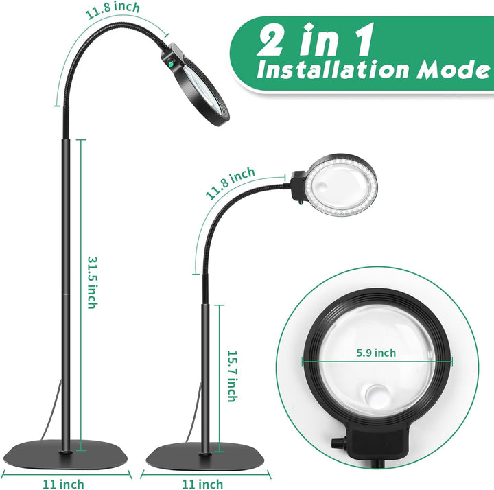Loupe LED de table mains libres pour lecture, couture, artisanat. Idéale pour vision et précision.